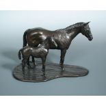 M de S', a bronze group of mare and foal, number 5/7 copyright 1981, the two stand four square