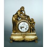 A French late 18th / early 19th century ormolu and white marble clock signed Henri Voisin, the