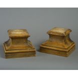 A pair of mid-18th century stepped Sienna square marble socles, (2) 20 x 25 x 20cm (8 x 10 x 8in)