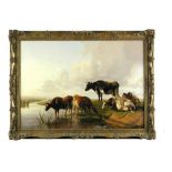 Thomas Sidney Cooper, CVO, RA (British, 1803-1902) "Cattle on the Stour" signed lower right "T