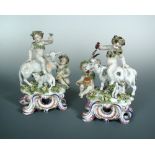 A Pair of Samson porcelain figurines, allegorical of Spring and Winter, modelled as playful putti