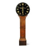 A large oak tavern style longcase clock, basically late 18th century, the large re-painted black and