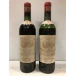 Chateau Margaux, Margaux 1er Cru 1961, two bottles, USA slip labels, one level top shoulder, the