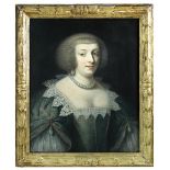 French School, 17th Century Portrait of an unknown lady, head and shoulders, in a dress of blue,