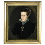 English School Portrait of Queen Mary I (1516-1558) in a painted oval oil on canvas 62 x 53cm (24