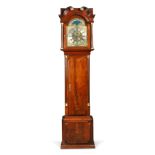 A George III mahogany longcase clock, the rectangular hood with swanneck moulding and reeded