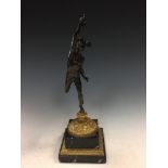 After Giambologna, a 19th century bronze figure of Mercury, the winged foot subject standing on an