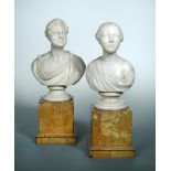 Workshop of Sir Francis Chantrey (1781-1841), marble busts of George IV and of his daughter,