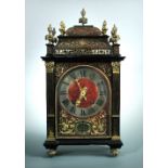 Le Sueur a Paris, a French 18th century tortoiseshell and brass inlaid bracket clock, the finial