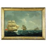 Circle of Nicholas Condy (British, 1793–1857) Two English sailing ships rounding a Horn oil on