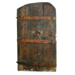 A 16th /17th century, south German pine and iron mounted door, 187 x 105cm (73 x 41in) Overall the