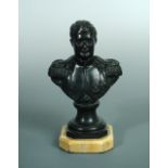 Josy', a bronze bust of Napoleon, the bare headed Emperor wearing medals below the epaulettes on his