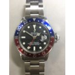 Rolex - A gentleman's stainless steel GMT Master wristwatch, with blue and red 'Pepsi' bezel and