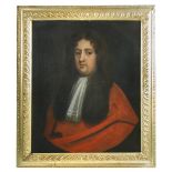 English Provincial School, early 18th Century Portrait of Dr Barton, bust length, in scarlet robes