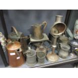 Metalware and pewter, lamps etc