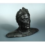 After the antique, a bronze bust of Dante Alighieri, c. 1910, inscribed on either shoulder with