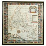 Michael Burghers, The Map of Oxfordshire, hand-coloured engraving for Dr Plot's Natural History of