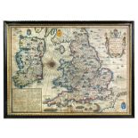 John Speed, The Invasions of England and Ireland, coloured double page map, engraved by Cornelius