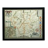 John Speed, Leicester, both Countye and Citie described, hand coloured engraved map, Sudbury and