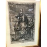 Pierre Lombart after Van Dyck, Oliver Cromwell on horseback with an attendant, engraving, 55.5cm x