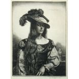 Gerald Leslie Brockhurst (1890 - 1978), The Black Silk Dress, etching, signed in pencil lower right,