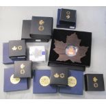Royal Canadian Mint, $20 silver maple leaf coin, together with four $20 coins, two $10 coins, a $5