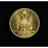 A Franz Joseph 100 corona gold coin, 1915 Restrike