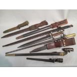 A group of nine various bayonets, to include a Swedish 1896 model for a mauser, a French 1886 long