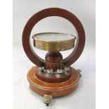 A W G Pye Co & Cambridge mahogany and brass tangent galvanometer for measuring electric currents