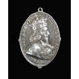 A Charles I and Henrietta Maria silver Royalist badge by T Rawlins