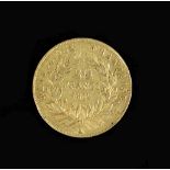 A Napoleon III 1852 twenty franc gold coin