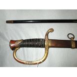 An American Horstmann Bros sabre, with etched blade, together with a mid 19th century swordstick,