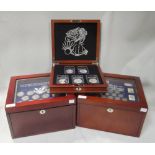 Danbury Mint The Complete Set of American Silver Dollars, five 1oz pure silver (encased), together