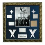 The Rat Pack, a framed mounted montage, five individual original signatures of Frank Sinatra, Dean