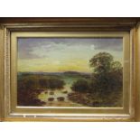 English School, 19th century - River Landscape, oil on canvas; Albert pollit - Rustic landscape,