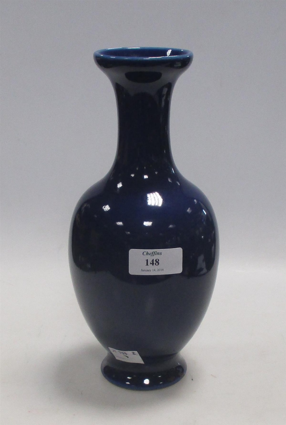 A Guangxu marked midnight blue glazed vase 23cm high Condition relatively good. See photos.