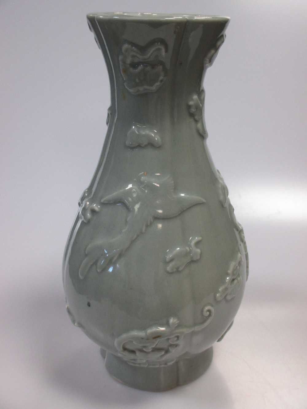 A late 19th/early 20th century Japanese celadon baluster vase, signed 'Dai Nihon Seto Kato (