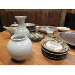 Studio pottery, various dishes, plates, vases etc, some with potter's marks