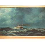Edward John Hoy (British, 19th Century), Studies of steam ships in choppy seas, both signed, oil