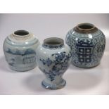 An 18th century Delft jar and two ginger jars (3)