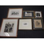 A collection of twelve assorted drawings, prints and etchings, mostly 19th and 20th century