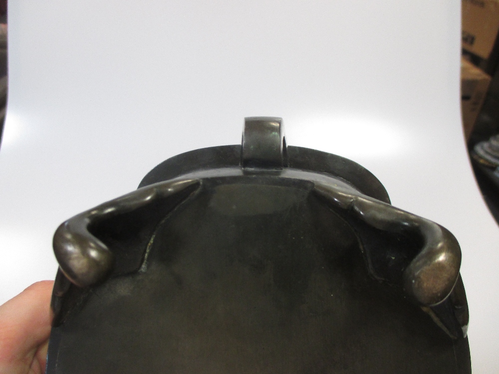 A silver wire inlaid bronze crocus pot or censer 9 x 27 x 18.5cm - Image 3 of 4