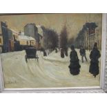 A Weber, Snow scene with carriage, oil on canvas, Provenance: Lot 300, 25 June 2002, Rowley Fine