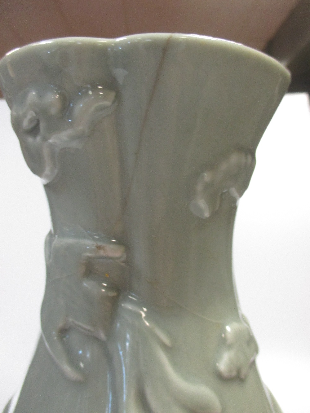 A late 19th/early 20th century Japanese celadon baluster vase, signed 'Dai Nihon Seto Kato ( - Image 4 of 4