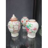 Three Oriental vases, one retaining the cover a/f (3)