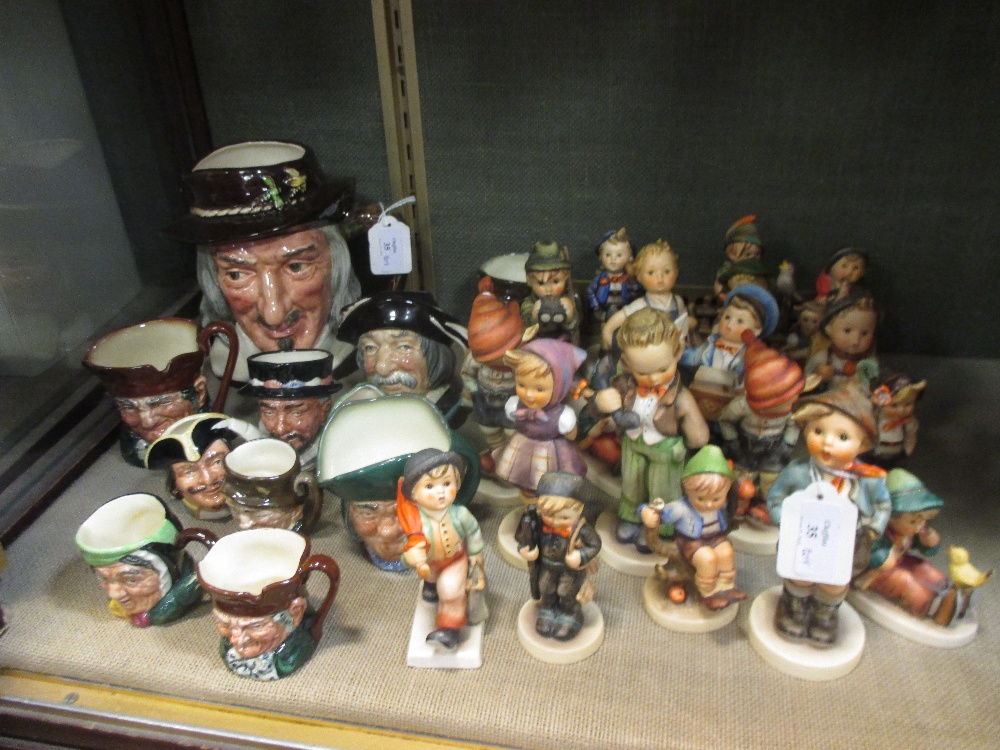 Twenty Hummel figurines, one large Doulton character jug 'Compleat Angler', five small character - Image 4 of 4