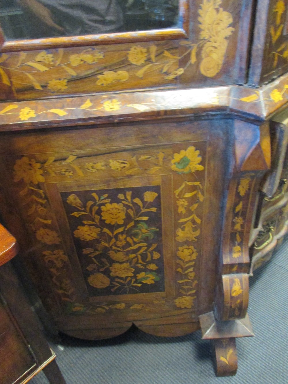 A late 18th century style marquetry vitrine 250 x 260 x 75cm - Image 6 of 7