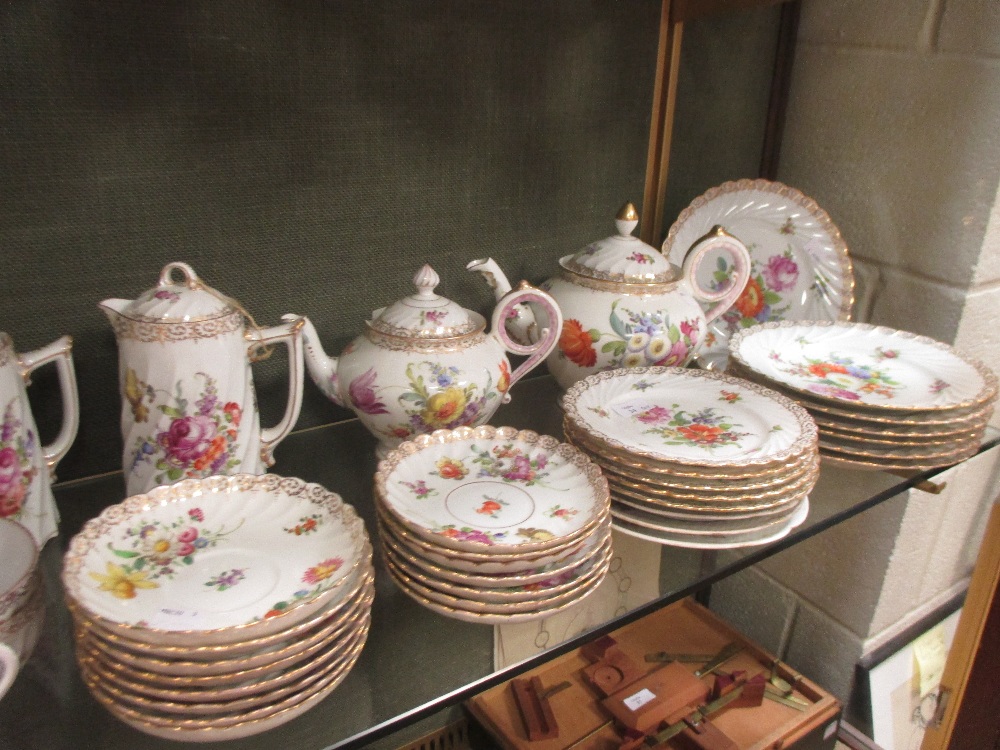 A large quantity of Dresden floral printed teawares, inc. two teapots, two hot water jugs, plates, - Image 4 of 5