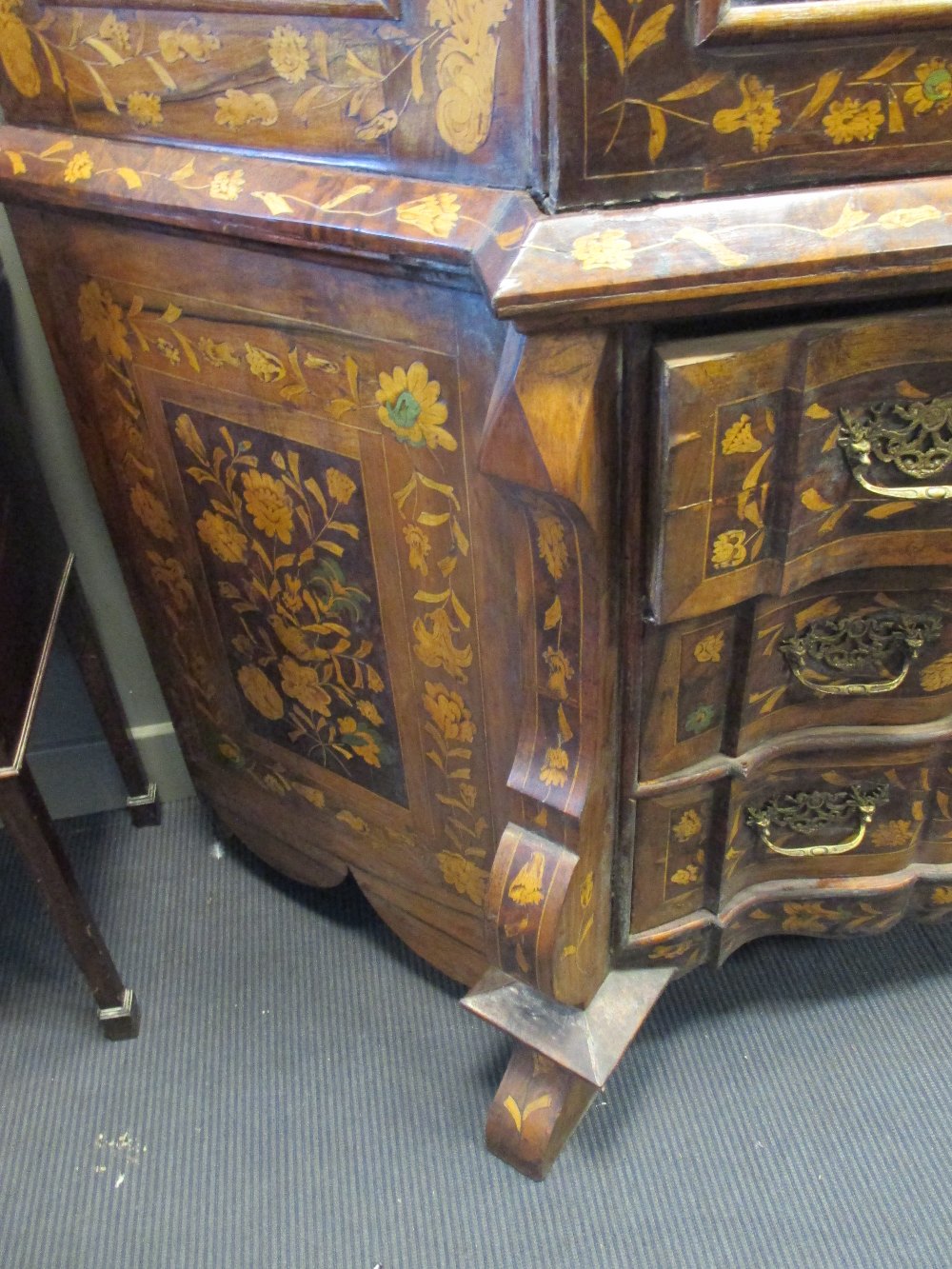 A late 18th century style marquetry vitrine 250 x 260 x 75cm - Image 2 of 7