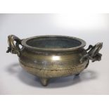 A Chinese bronze two handled censer